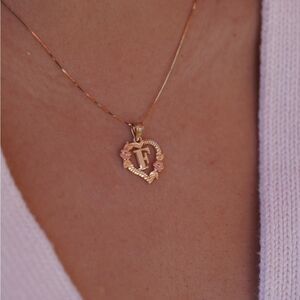 Gold Heart Initial Pendant Necklace